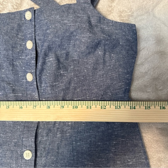 Madewell Chambray Button Front Cross Back Midi Dress Size 2 Pockets Cotton - Picture 10 of 11